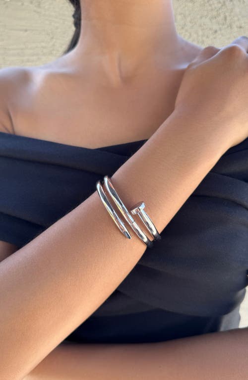 Adornia Hinged Nail Cuff Bracelet In Silver