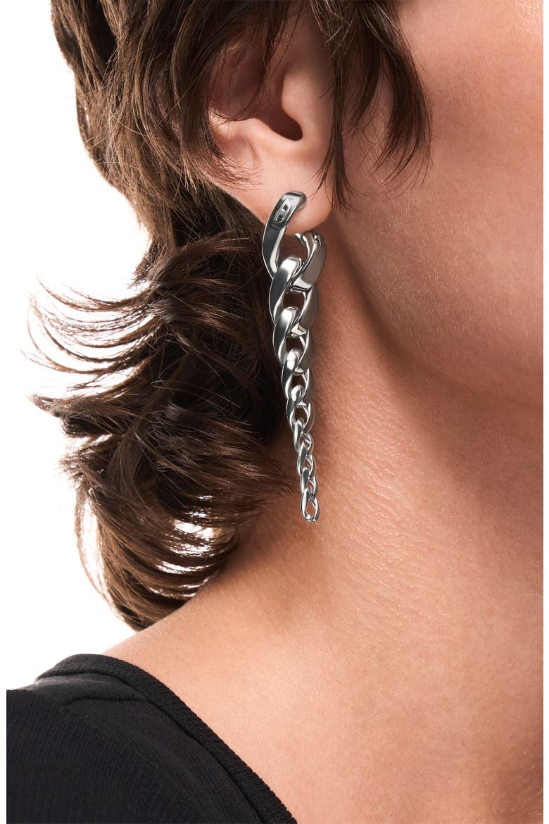Curb Chain Drop Earrings, Alternate, color, SILVER