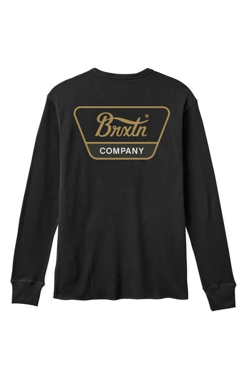 Brixton Linwood Long Sleeve Thermal Cotton Graphic T-shirt In Black