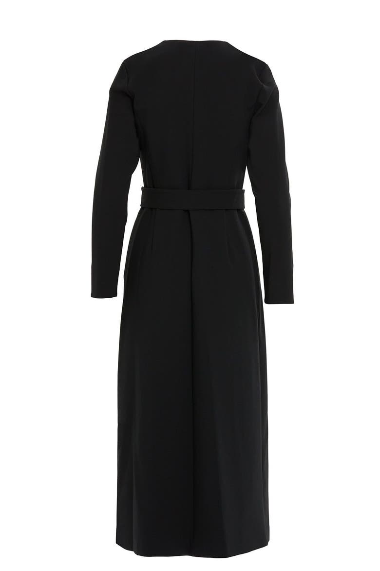 Detachable Buckle Belted Midi Black Dress, Alternate, color, Black