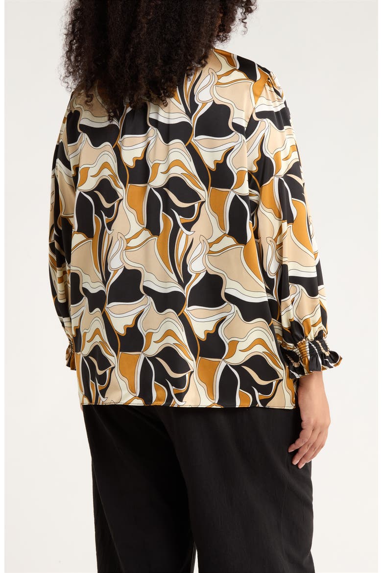 Groover Split Neck Satin Top, Alternate, color, BLACK BROWN