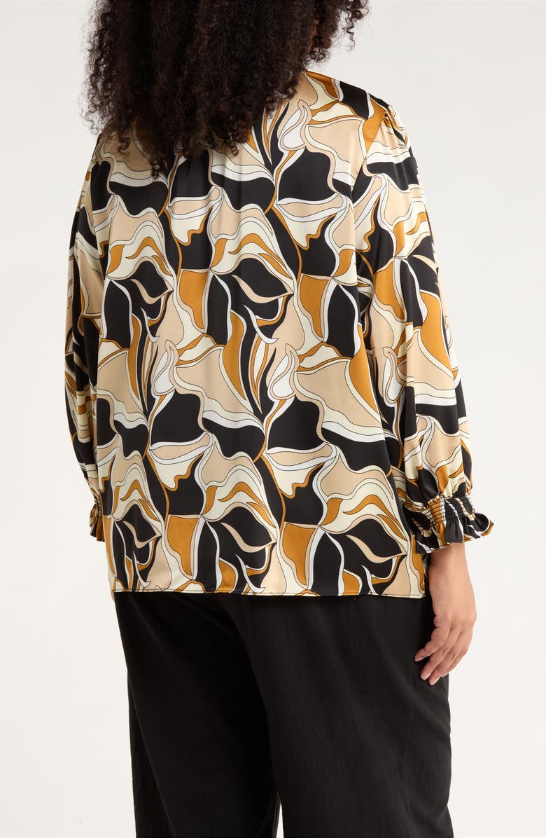 SUGARLIPS Groover Split Neck Satin Top, Alternate, color, Black Brown