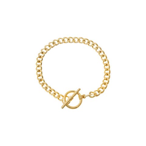 Gold Curb Chain Toggle Bracelet