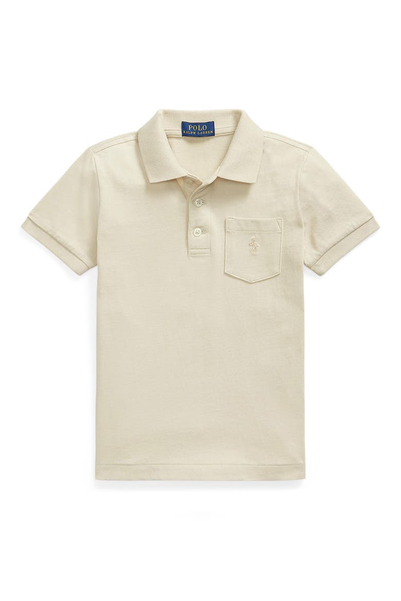 Kids' Solid Cotton Jersey Pocket Polo, Main, color, SPRING BEIGE