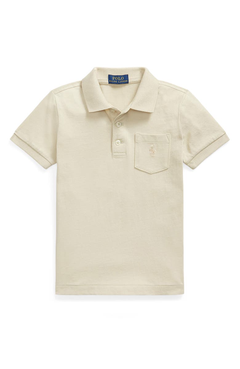 Polo Ralph Lauren Kids' Solid Cotton Jersey Pocket Polo, Main, color, Spring Beige