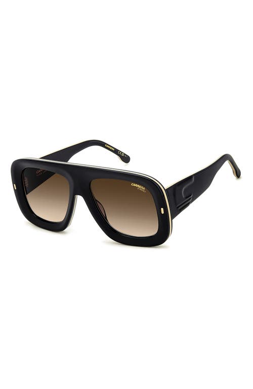 Carrera Eyewear Special Edition Flaglab 18 57mm Gradient Square Shield Sunglasses In Black Gold/brown Sf