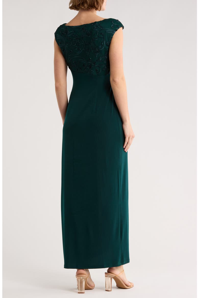 Soutache Sleeveless Faux Wrap Gown, Alternate, color, HUNTER