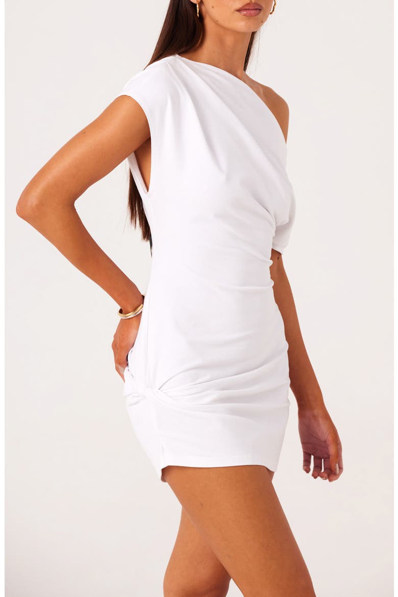 Livaire Pleated One Shoulder Minidress, Alternate, color, WHITE