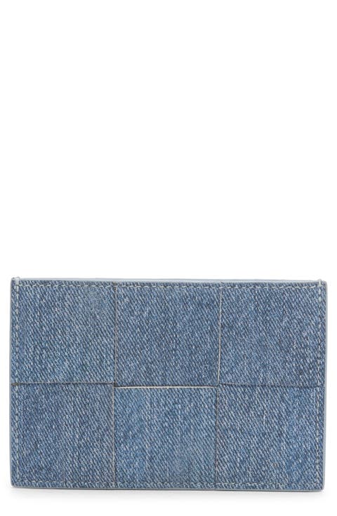 Cassette Denim Print Leather Card Case