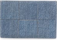 Bottega Veneta Cassette Denim Print Leather Card Case