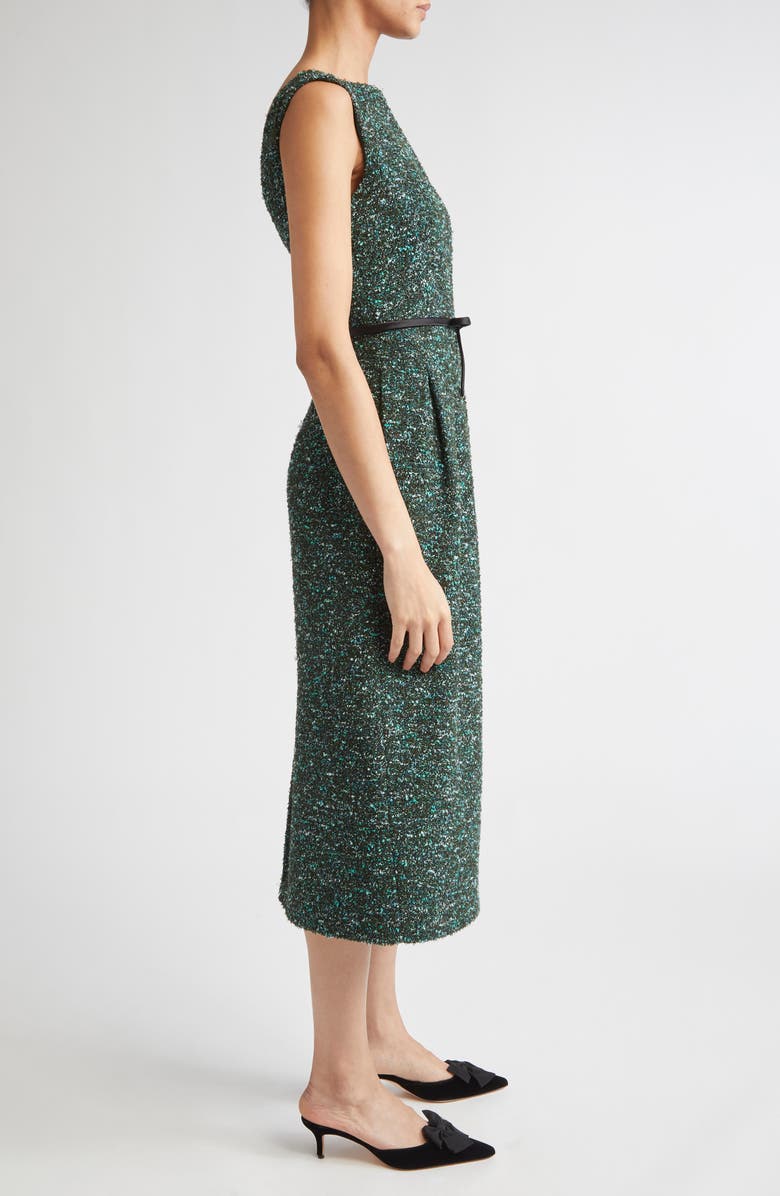 Erdem Sleeveless Tweed Sheath Dress, Alternate, color, Hedgerow Green