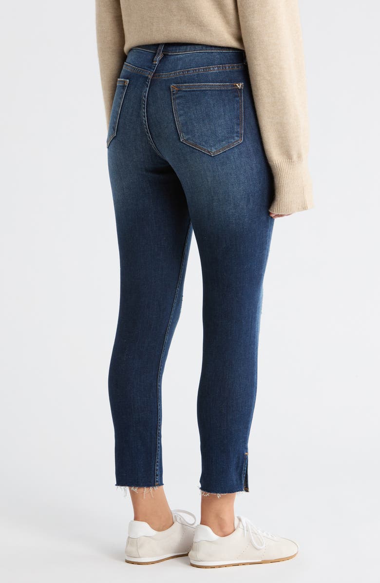 Vigoss Lana High Waist Distressed Raw Hem Bootcut Jeans, Alternate, color, Dark Wash