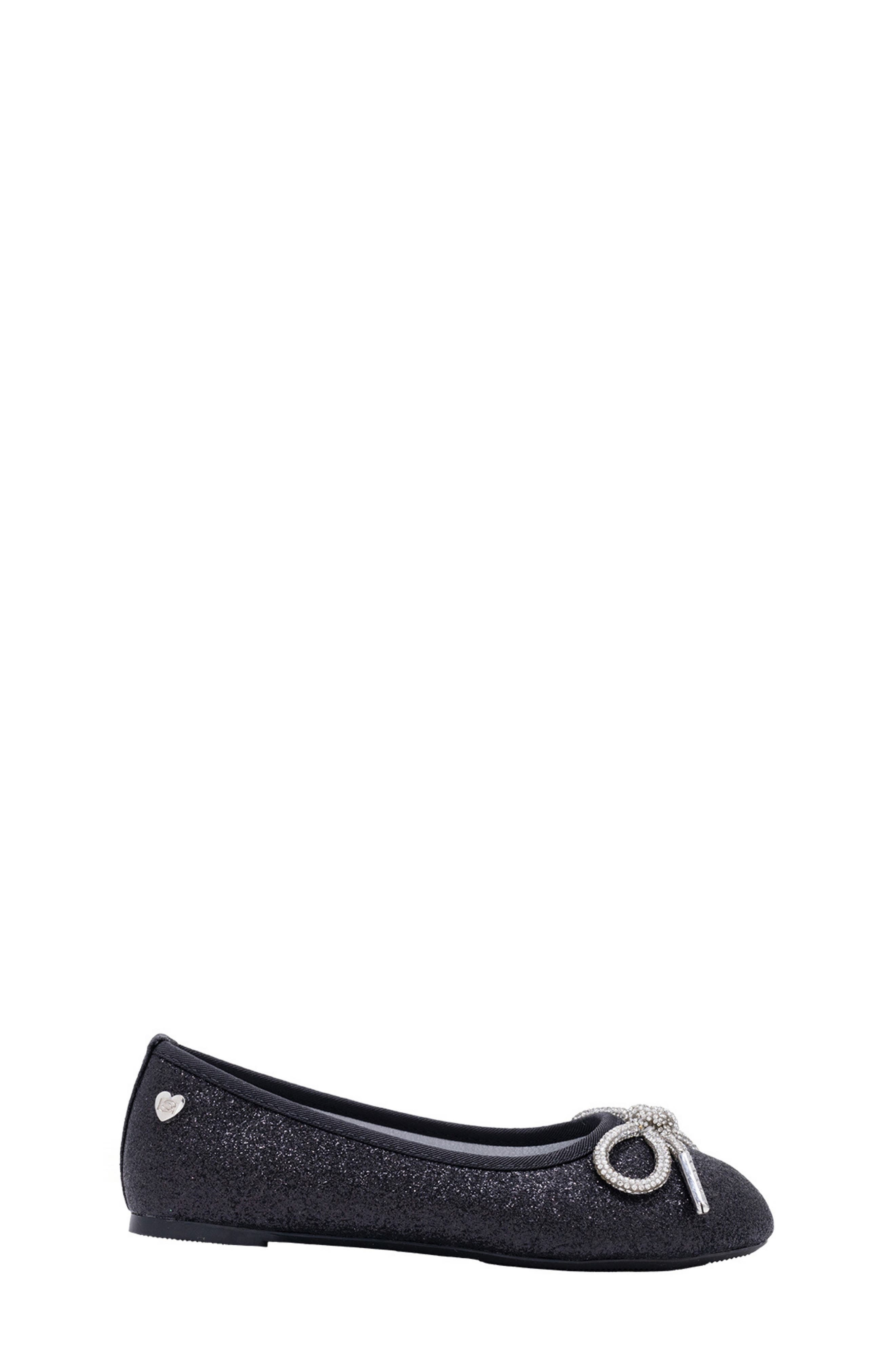 bebe Kids' Glitter Ballet Flat, Alternate, color, Black
