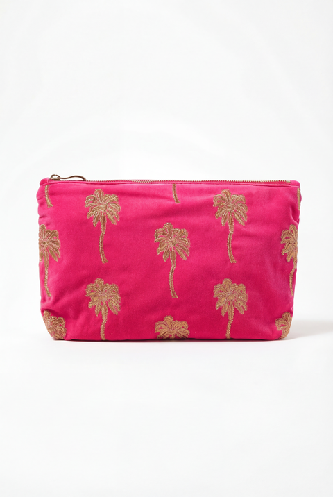 Gold Palm Velvet Everyday Pouch