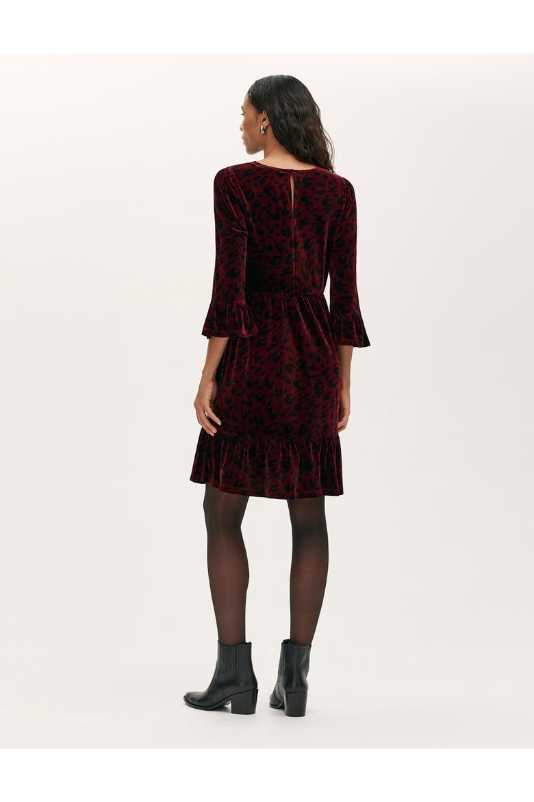 Cammie Velvet Short Dress, Alternate, color, Burgundy Animal