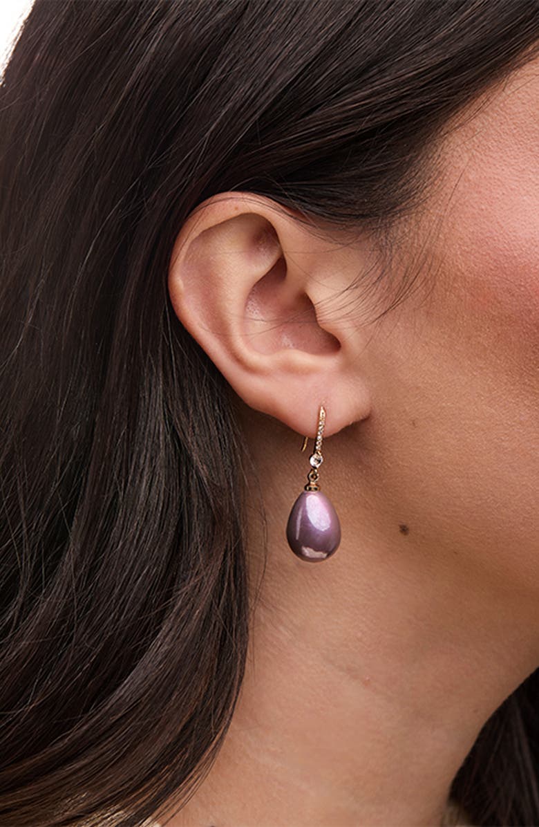 SAACHI Faux Pearl Crystal Dangle Earrings, Alternate, color, Purple