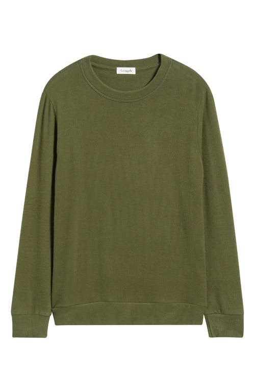 Loveappella Pleated Long Sleeve Brushed Jersey Top In Green