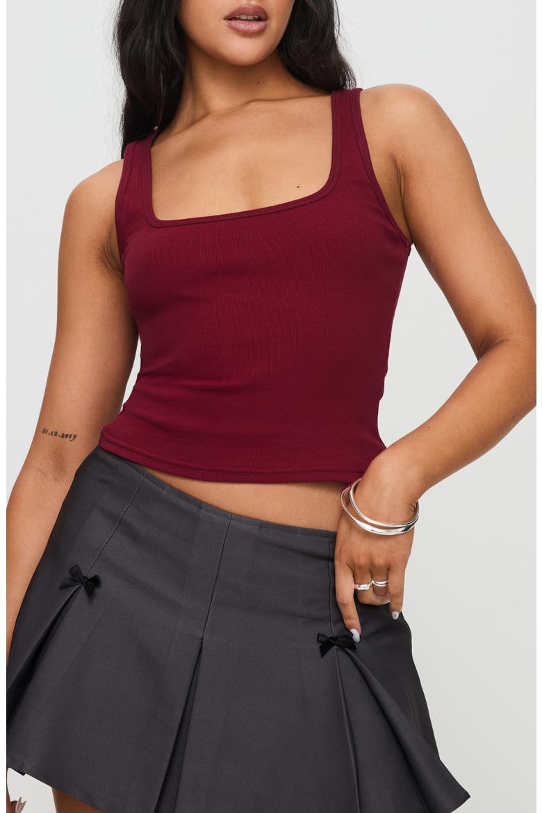 Baseline Square Neck Crop Tank, Main, color, RED