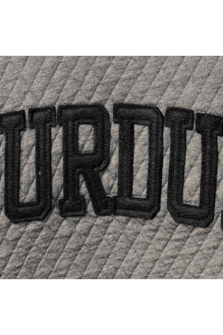 Women's Pressbox Heather Charcoal Purdue Boilermakers Moose Quilted Pullover Sweatshirt, Alternate, color, Heather Gray