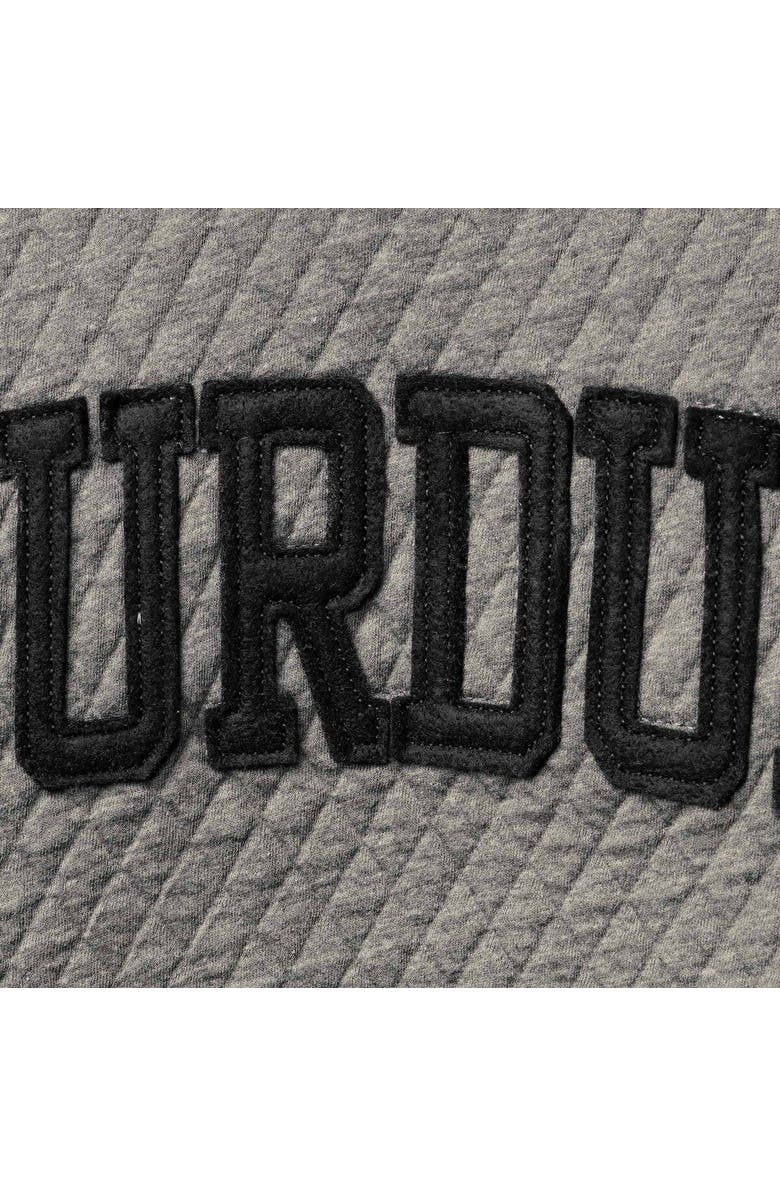 PRESSBOX Women's Pressbox Heather Charcoal Purdue Boilermakers Moose Quilted Pullover Sweatshirt, Alternate, color, Heather Gray