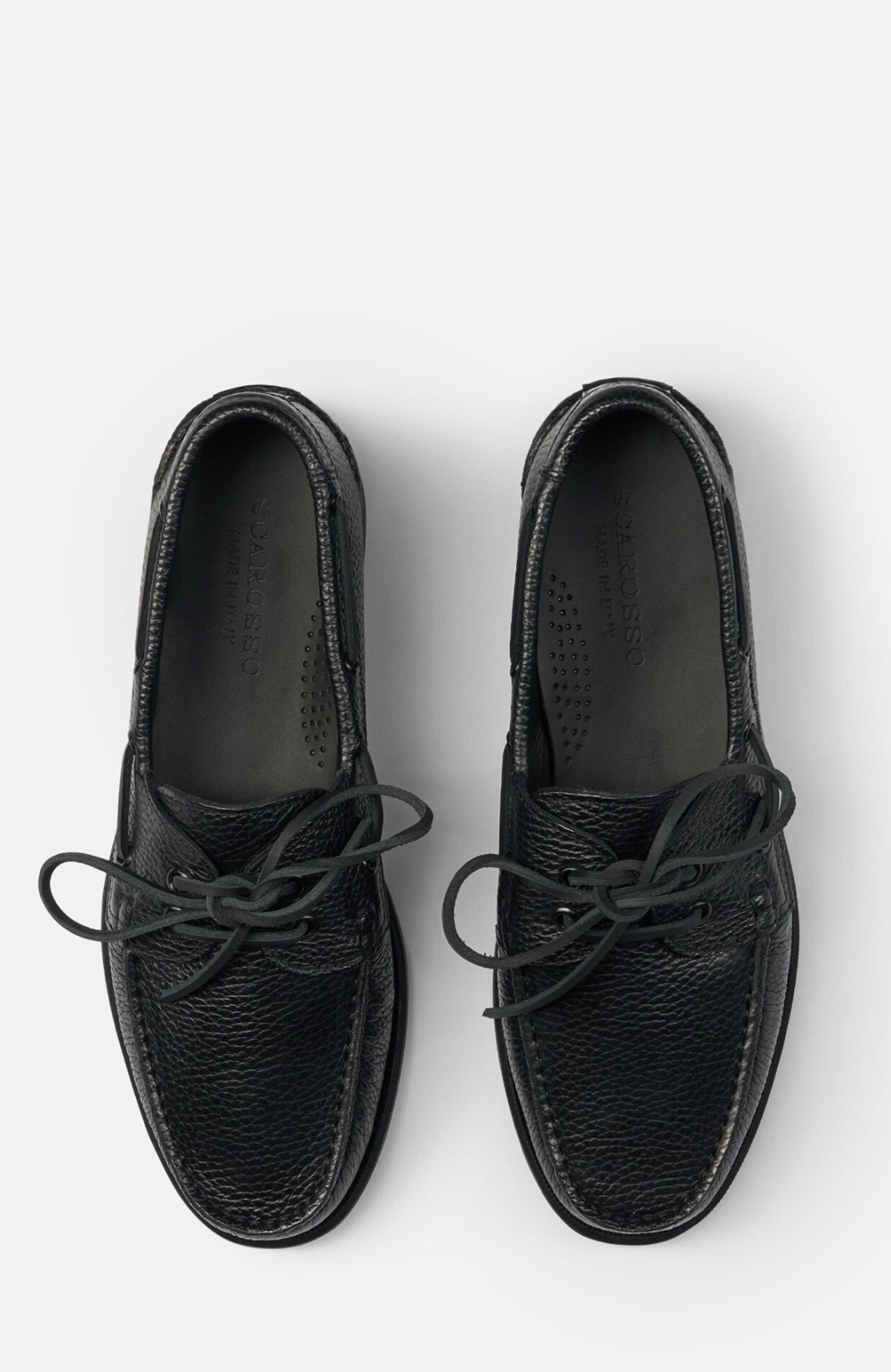 SCAROSSO Morgan Boat Shoes, Alternate, color, Black - Calf