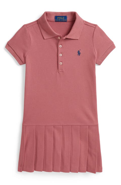 Kids' Stretch Mesh Pleated Polo Dress