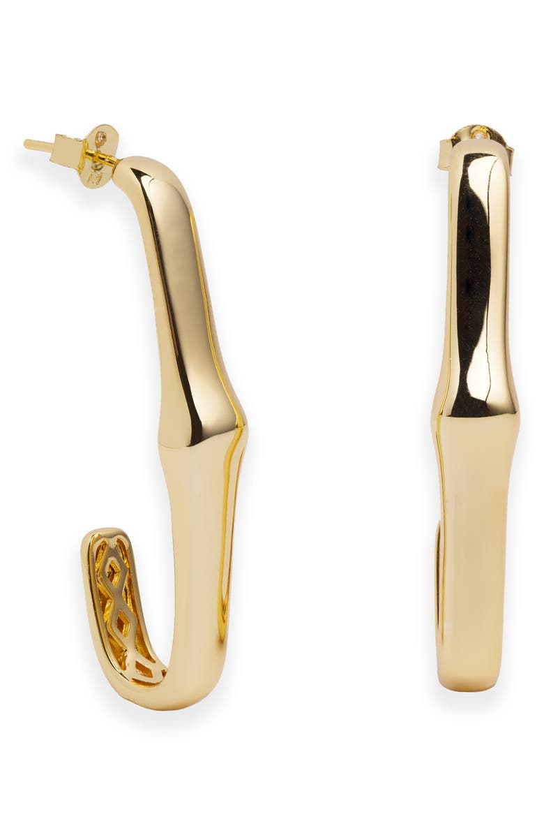 ARGENTO VIVO Bamboo J Hoop Earrings, Main, color, Gold