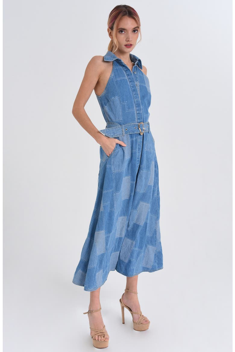 Dixie Belted Sleeveless Maxi Dress, Alternate, color, BLUE