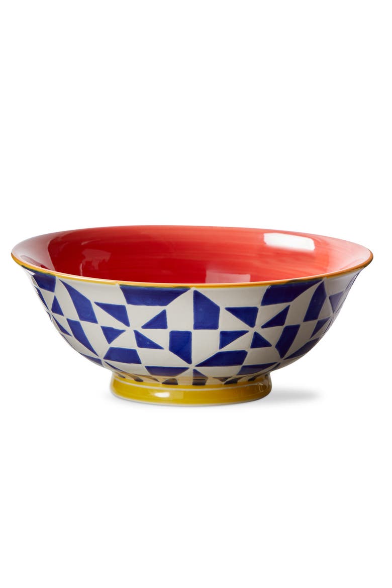 Geo Ramen Bowl Multi Stoneware Everyday, Main, color, Blue