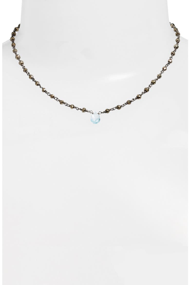 Beaded Collar Necklace, Alternate, color, PYRITE/ BLUE TOPAZ