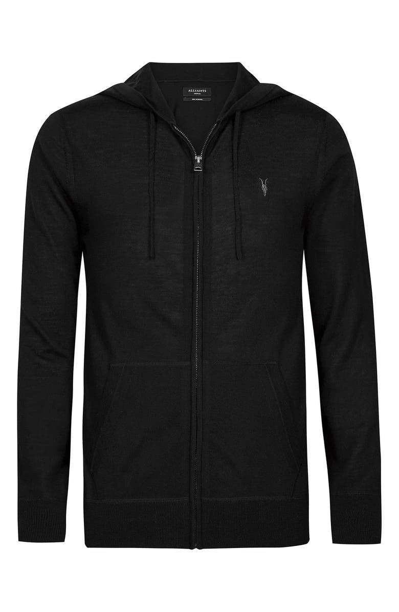 AllSaints Mode Merino Wool Hoodie, Alternate, color, Black
