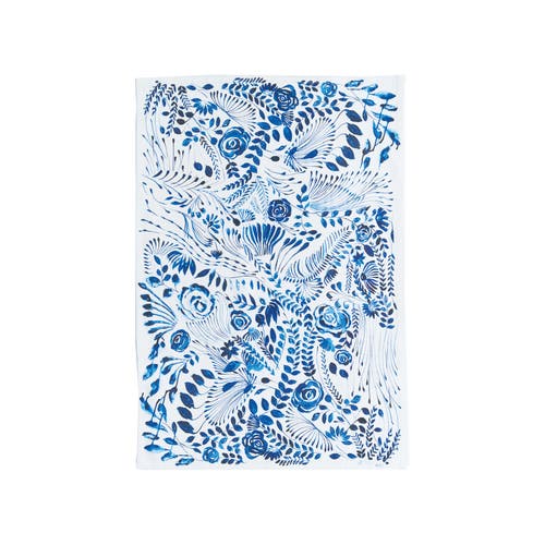 Carol & Frank Navy Floral Printed Cotton Kitchen Towel In Blue