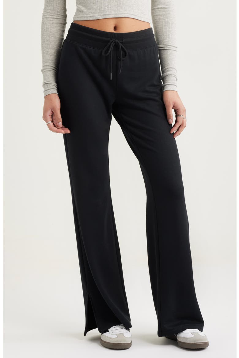 Loved Fleece Flare Leg Sweatpants, Main, color, BLACK