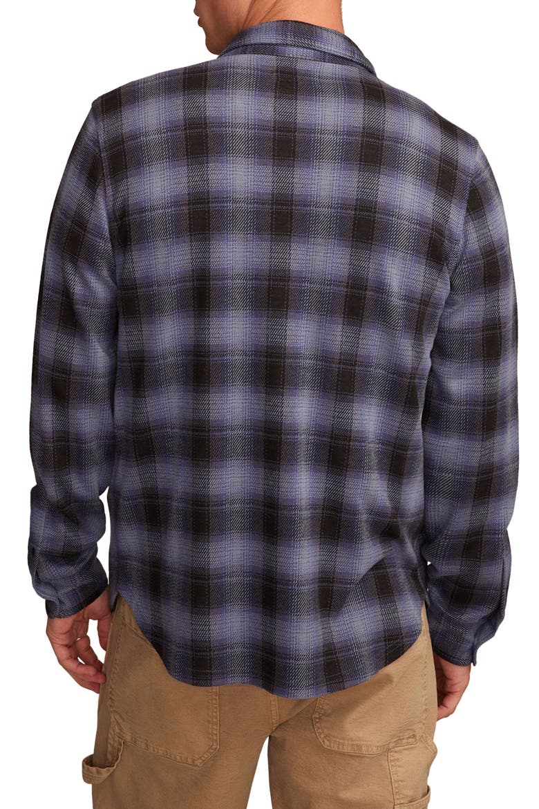 Soft Knit Jersey Plaid Button-Up Shirt, Alternate, color, NAVY MULTI