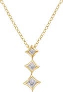 Haus of Brilliance 10K Gold 1/5 Cttw Princess Cut Diamond 3 Stone Drop Pendant Necklace