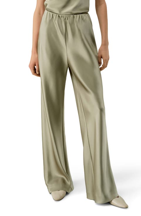 Women's Straight-Leg Silk Satin Pants