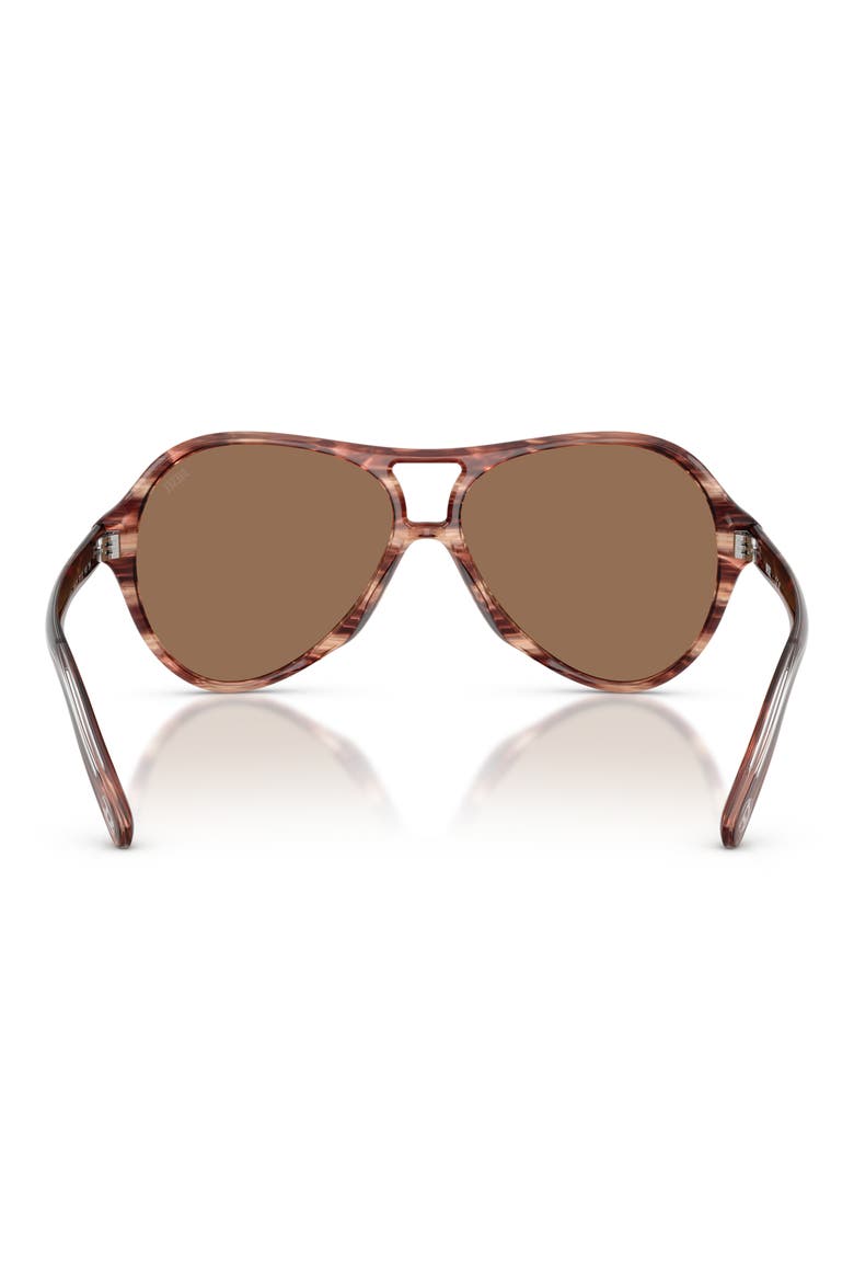 57mm Pilot Sunglasses, Alternate, color, STRIATED BROWN / DARK BROWN