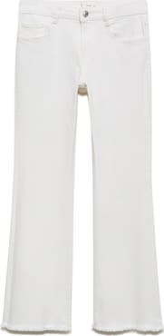 MANGO TEEN Frayed Mid Rise Flare Jeans