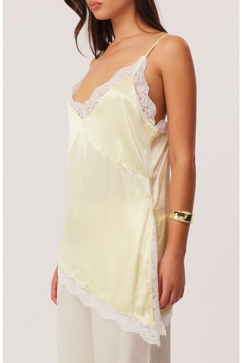 Toni Lace Trim Asymmetric Camisole, Alternate, color, SOUR LEMON