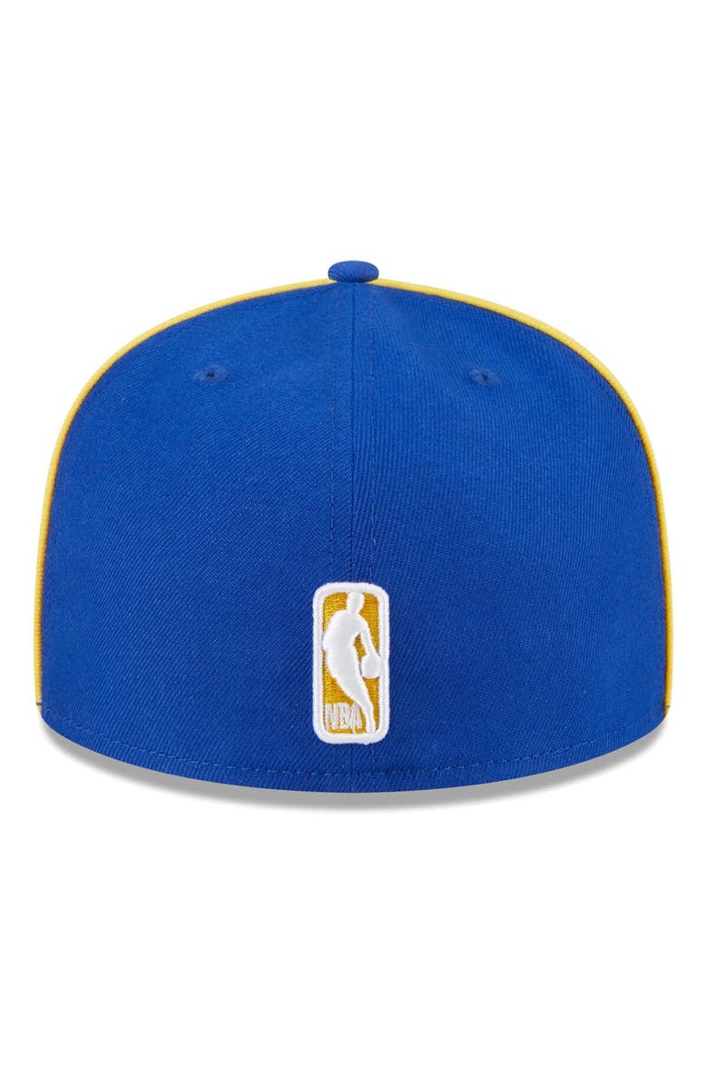 New Era Men's New Era Royal Golden State Warriors Piped & Flocked 59Fifty Fitted Hat, Alternate, color, Royal