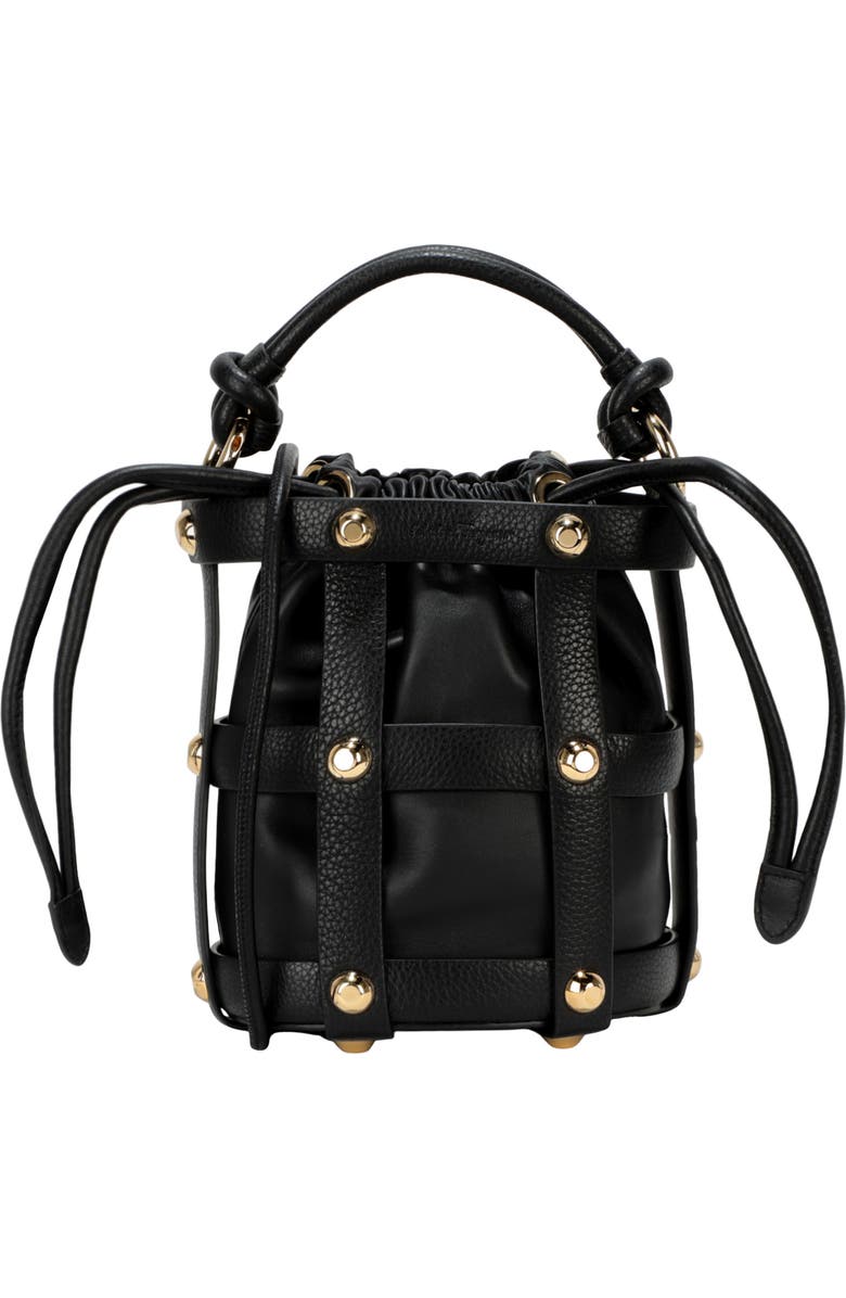 FERRAGAMO Drawstring Leather Shoulder Bag, Main, color, Black