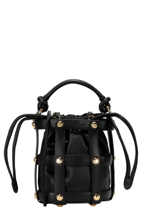 Drawstring Leather Shoulder Bag