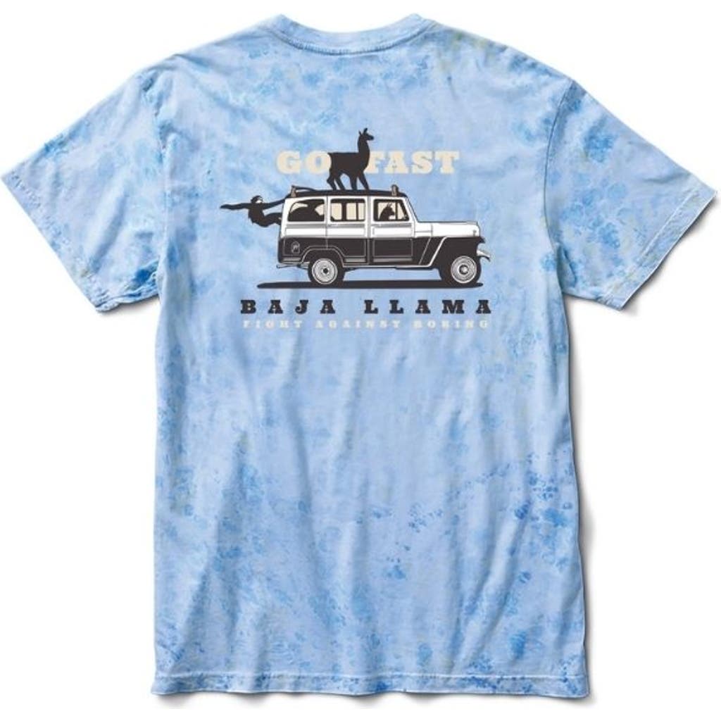 Baja Llama Men's Blue Go Fast Road Trip - Primo Graphic T-shirt In Blue