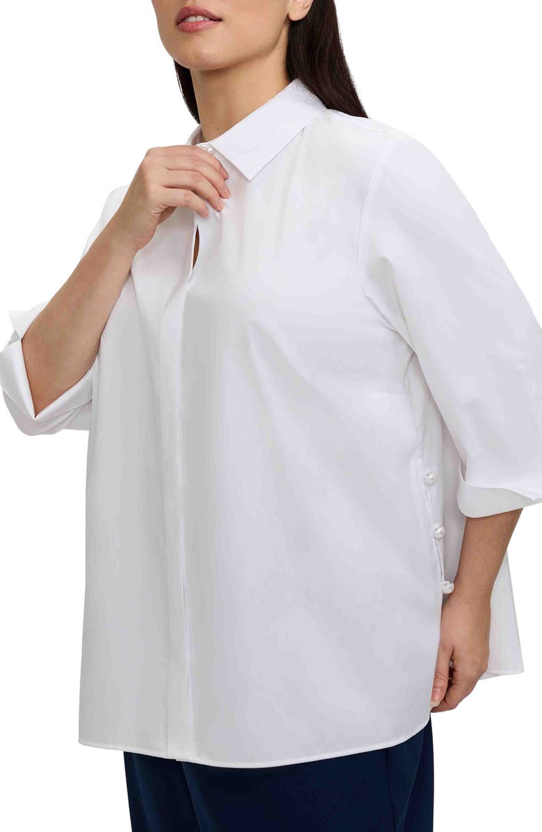 Foxcroft Beatrice Side Button Shirt, Alternate, color, White