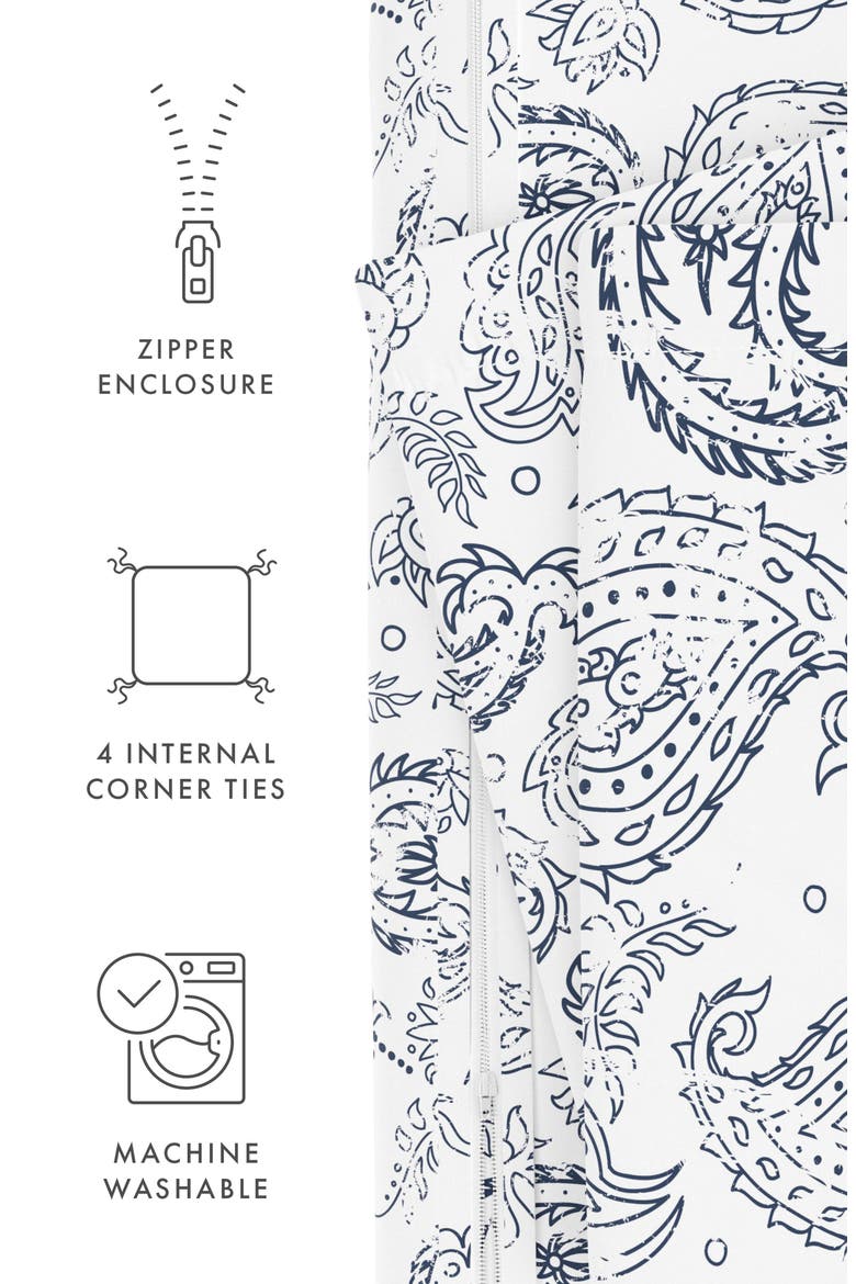 HOME SPUN Premium Ultra Soft 3-Piece Coarse Paisley Print Duvet Cover Set, Alternate, color, NAVY