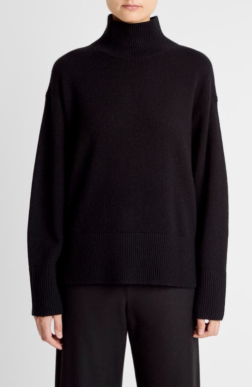 Vince Wool & Cashmere Mock Neck Tunic Sweater In Black
