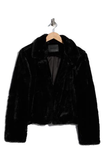 Blanknyc Faux Fur Crop Jacket In Black