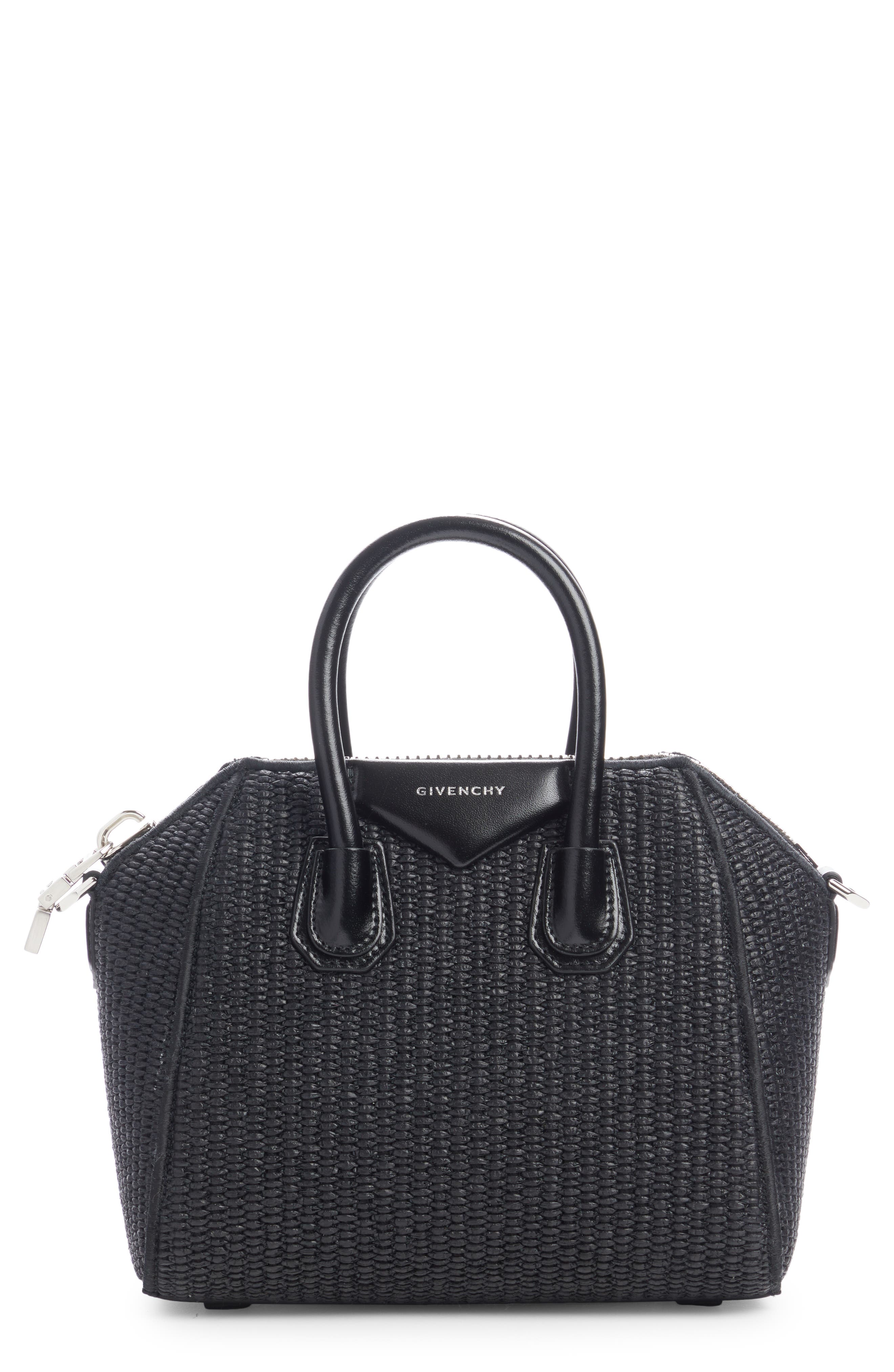 Givenchy Mini Antigona Raffia Top Handle Bag, Main, color, 