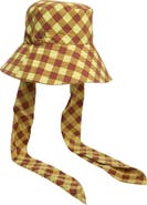 Damson Madder Gingham Check Organic Cotton Sun Hat with Ties