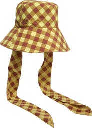 Damson Madder Gingham Check Organic Cotton Sun Hat with Ties